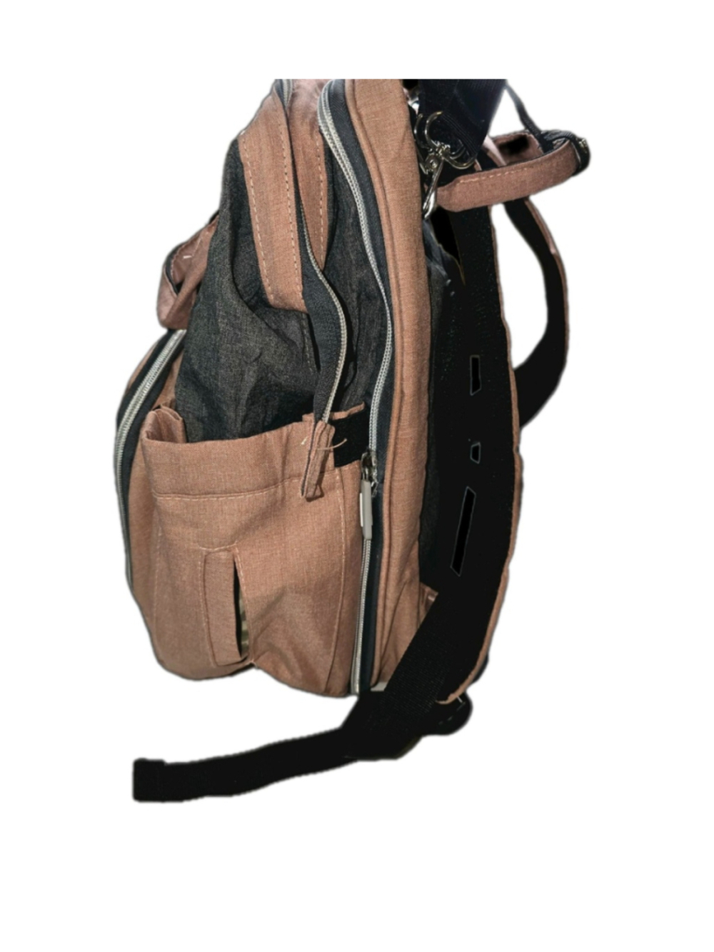 Yoofoss 3 In 1 Diaper Bag Backpack Pink Gray Built In Changing Station Baby Bag - Picture 4 of 9